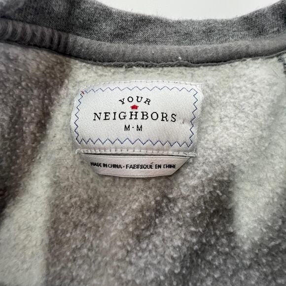 Your Neighbors Pullover Sweater Mens Medium Gray Black Nylon Contrast Crewneck - Picture 3 of 8
